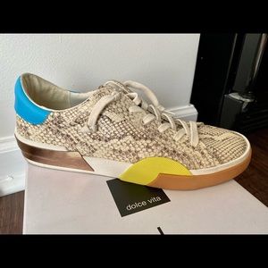Dolce Vita -Zina Bone Multi Snake Print Leather sneakers like new only worn once